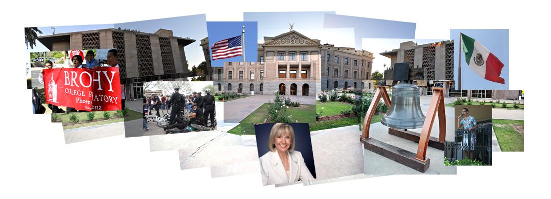 Putting together the pieces of SB1070: Photo Illustration produced by Ben Jackson ’11 State Capitol collage by Cody Ward ’11 Additional photos from left to right by Ben Jackson ’11, Manuel Siguenza ’12, Tim Pearce (Los Gatos), Ben Jackson ’11, and Kate Sheets