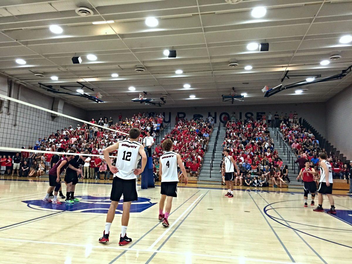 Photo provided by Brophy volleyball- Brophy plays Hamilton at the state championship, May 16.