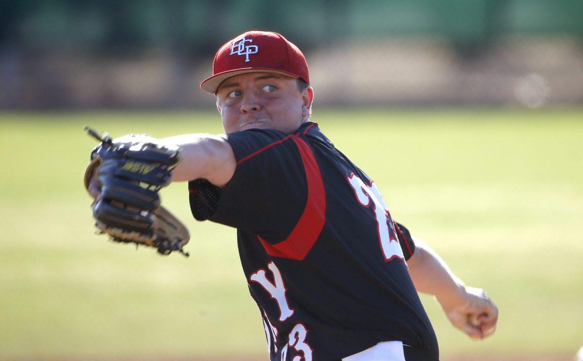 Photo by Hunter Franklin 19 | Hunter Parks 16 pitches during a Brophy baseball game Friday, Feb. 26, 2016, in Phoenix.
