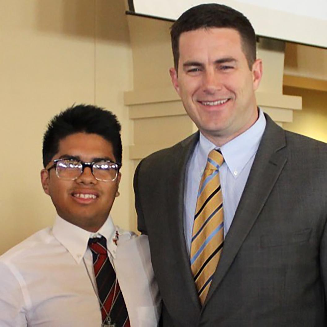 Photo courtesy of Brophy Facebook - Luis Torres ’16 was awarded the Sullivan Leadership Award from Seattle University.