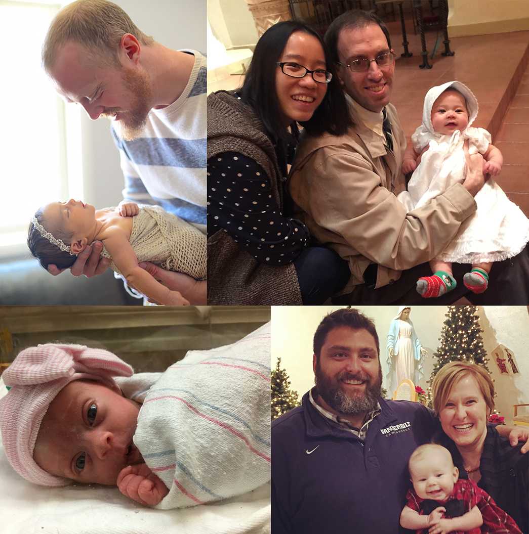 Photos courtesy of the Munro, Kolb, Agliano and Hylle family | Inés Munro (top left), Margaret Kolb (top right), Ezra Hylle (bottom left) and Grace Agliano (bottom right) are all baby girls born to Brophy faculty within the past year.
