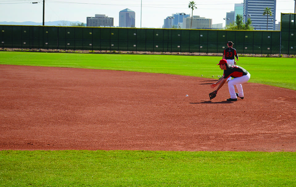 Photo+by+Alec+Vick+15+--+The+Brophy+Baseball+team+takes+ground+balls+as+they+practice+on+Wednesday+Feb.+18.