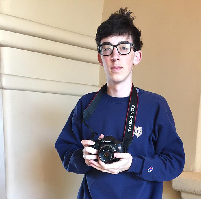 Photo by Sam Romero 17 - Jake Lee 16 poses for a photo for the Roundup, Feb. 27. Lee takes both photos and videos, but focuses largely on his videos.