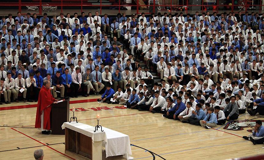 Photo by Devin McManimon McNally 17 | Brophy students celebrate the annual Mass of the Holy Spirit Aug. 21.