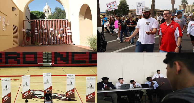 Photo Illustration by Josh Spano ’18 | Throughout the 2017-2018 school year numerous Brophy students participated in activism events both inside and outside of Brophy.