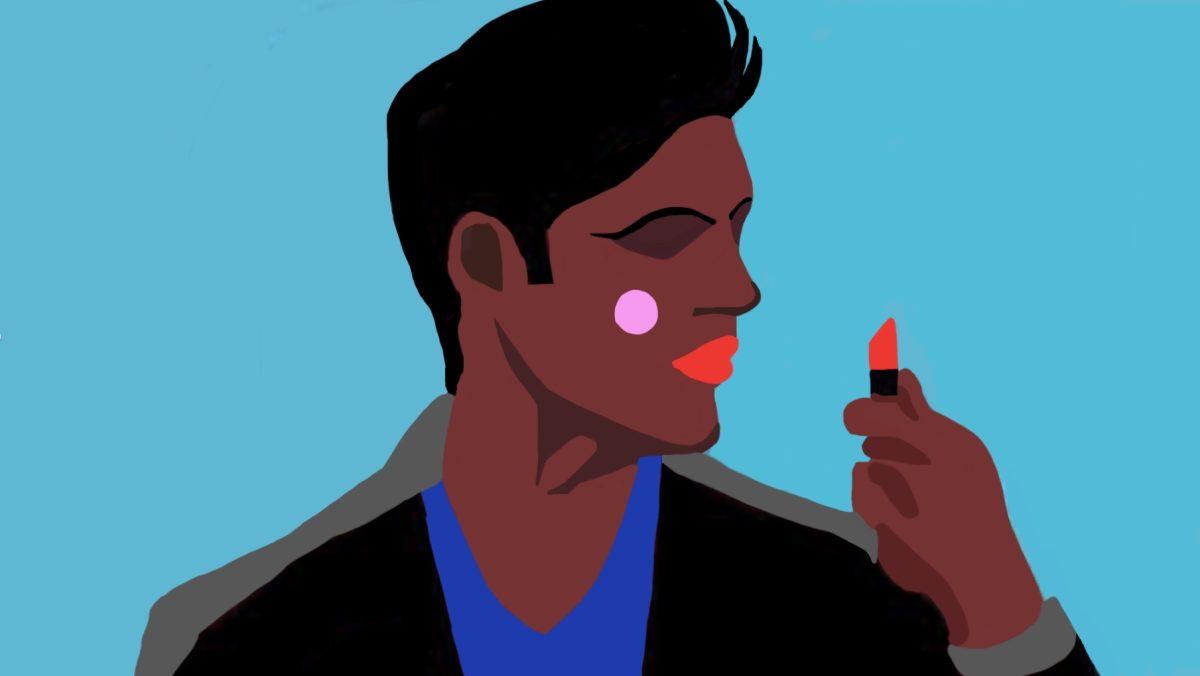 Illustration by Victor Beck ’20 
Illustration displays a young man experimenting with lavish makeup