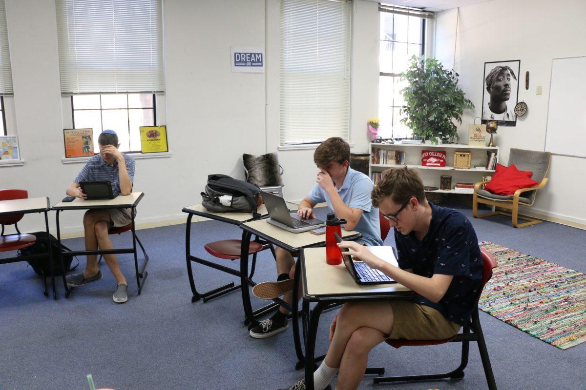 Brophy seniors work on college applications during a workshop in B105.

Photo by Mark Rossbach 21