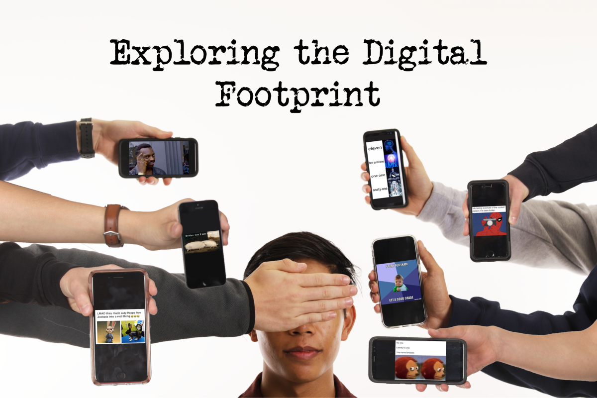 Photo Illustration by Victor Beck 20 and Mark Rossbach 21. Students face the daily choice of how they interact with the media and the ways in which they use it. Much of what they do creates a digital footprint that can be traced.