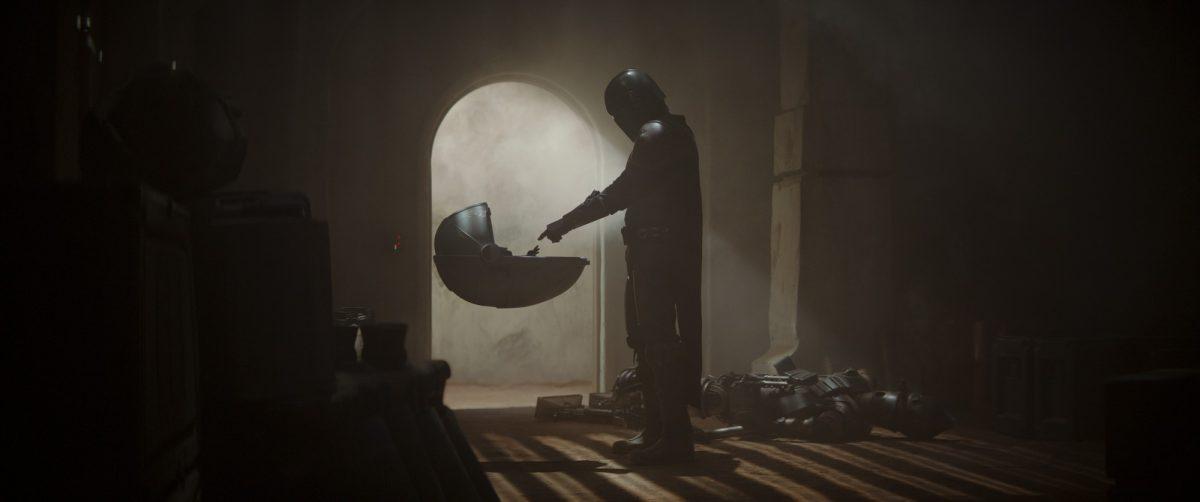 Photo courtesy of Disney+
The Mandalorian meets The Child at the end of Chapter 1.