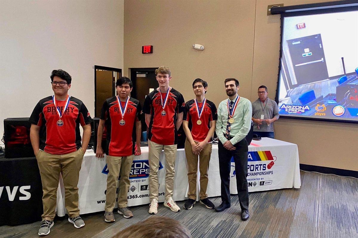 Brophy’s Rocket League team defeated Valley Christian High School 4-0 in a best-of-seven series to win the first ever AIA Esports state championship. Photo Courtesy of Jack Munhall ’20.