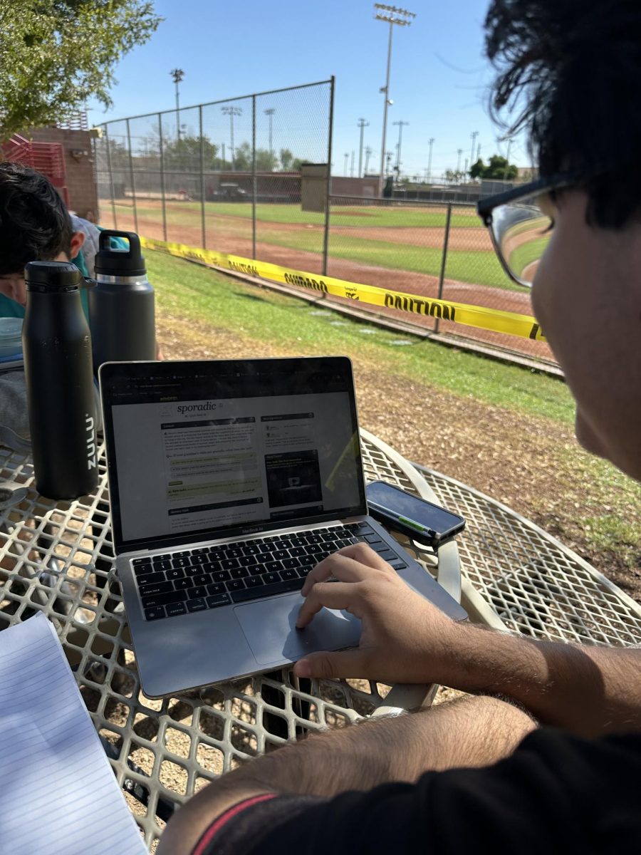 Guillermo Secundino '27 completing a session of Membean during lunch.