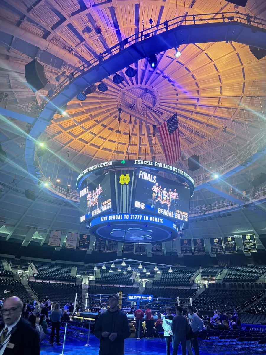 Bengal Bouts Arena and megatron at Notre Dame.