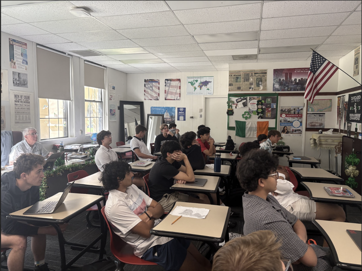 Mr. Burn’s AP Comparative Government and Politics class focused on the front board.