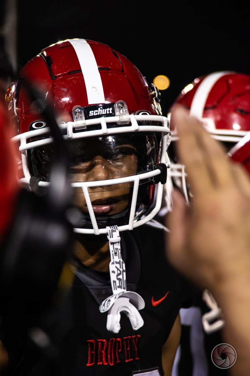 Karter Chamblin ’30 prepares for another play during the Brophy versus Hamilton match.